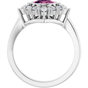 Platinum Natural Pink Tourmaline & 3/8 CTW Lab-Grown Diamond Halo-Style Ring