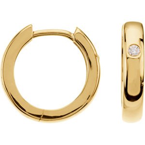 14K Yellow Gold .04 CTW Natural Diamond 13 mm Hoop Earrings