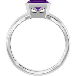 Platinum Natural Amethyst Bezel-Set Solitaire Ring