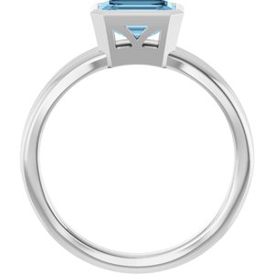14K White Gold Natural Sky Blue Topaz Bezel-Set Solitaire Ring