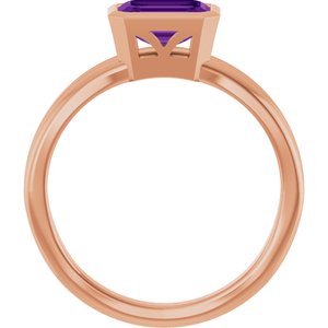14K Rose Gold Natural Amethyst Bezel-Set Solitaire Ring