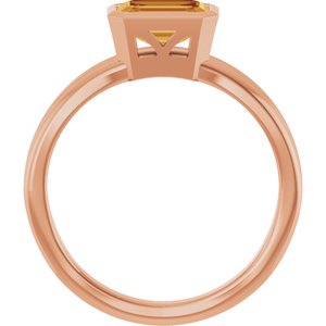 14K Rose Gold Natural Citrine Bezel-Set Solitaire Ring