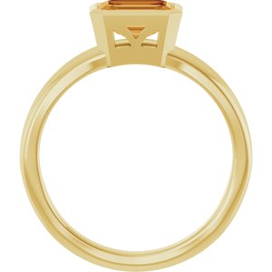 14K Yellow Gold Natural Citrine Bezel-Set Solitaire Ring