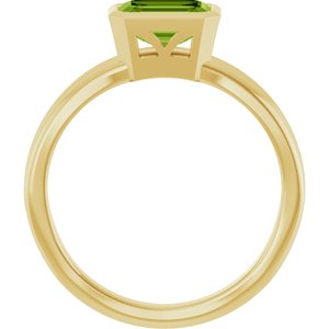 14K Yellow Gold Natural Peridot Bezel-Set Solitaire Ring