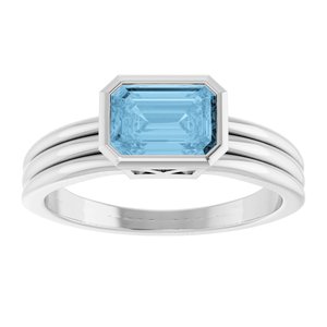 Sterling Silver Natural Sky Blue Topaz Bezel-Set Solitaire Ring