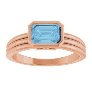 14K Rose Gold Natural Sky Blue Topaz Bezel-Set Solitaire Ring