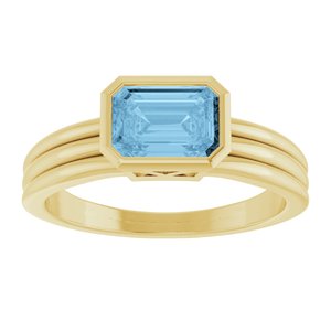 14K Yellow Gold Natural Sky Blue Topaz Bezel-Set Solitaire Ring