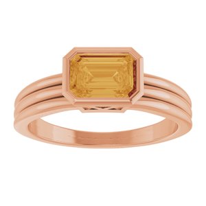 14K Rose Gold Natural Citrine Bezel-Set Solitaire Ring