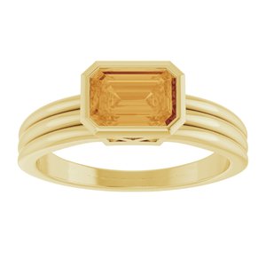 14K Yellow Gold Natural Citrine Bezel-Set Solitaire Ring