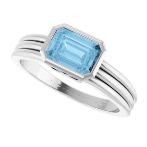 Bezel-Set Grooved Solitaire Ring