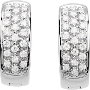 14K White Gold 1/3 CTW Natural Diamond Huggie Earrings – image 2