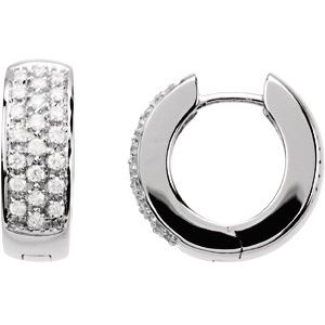 14K White Gold 1/3 CTW Natural Diamond Huggie Earrings