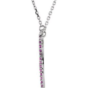 14K White Gold Natural Pink Sapphire Bow 16" Necklace