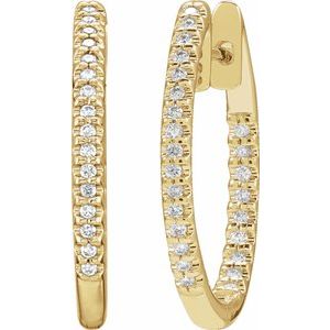 14K Yellow Gold 1/4 CTW Natural Diamond Inside-Outside 20.8 mm Hoop Earrings – image 2