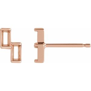14K Rose Gold 3x1.5 mm Straight Baguette Two-Stone Right Earring Mounting