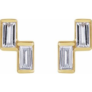 14K Yellow Gold 1/4 CTW Natural Diamond Two-Stone Stud Earrings