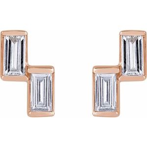 14K Rose Gold 1/4 CTW Natural Diamond Two-Stone Stud Earrings