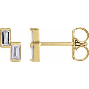 14K Yellow Gold 1/4 CTW Natural Diamond Two-Stone Stud Earrings