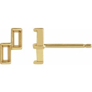 14K Yellow Gold 3x1.5 mm Straight Baguette Two-Stone Left Earring Mounting