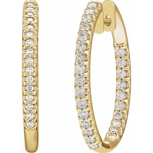 14K Yellow Gold 1 CTW Natural Diamond Inside-Outside 27.8 mm Hoop Earrings – image 2