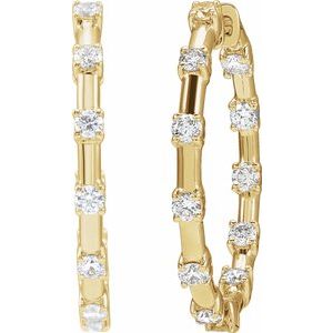14K Yellow Gold 1 CTW Lab-Grown Diamond Inside-Outside 25.1 mm Hoop Earrings