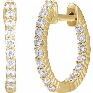 14K Yellow Gold Vermeil 1/2 CTW Lab-Grown Diamond Inside-Outside 14.5 mm Hoop Earrings – image 2