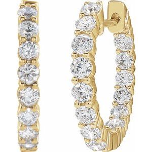 14K Yellow Gold 2 CTW Natural Diamond Inside-Outside Hinged 20 mm Hoop Earrings – image 2