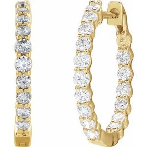 14K Yellow Gold Vermeil 1 CTW Lab-Grown Diamond Inside-Outside 19.3 mm Hoop Earrings – image 2