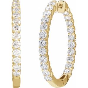 14K Yellow Gold Vermeil 3 CTW Lab-Grown Diamond Inside-Outside 30 mm Hoop Earrings – image 2
