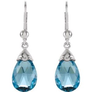 14K White Gold Natural Swiss Blue Topaz Earrings – image 2