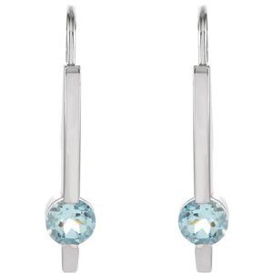 14K White Gold Natural Aquamarine Bar Earrings – image 2
