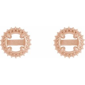 14K Rose Gold 6.5 mm Round 4-Claw Prong Pre-Notched Double Halo-Style Earring Mounting – image 2