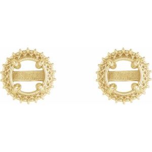 14K Yellow Gold 6.5 mm Round 4-Claw Prong Pre-Notched Double Halo-Style Earring Mounting – image 2