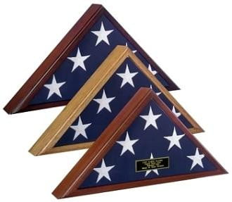 Veteran Flag Display Case, Cherry Wall Mountable With Hardware Included