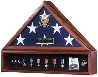 American Flag and Medal With Burial Flag Display Case - Presidential.