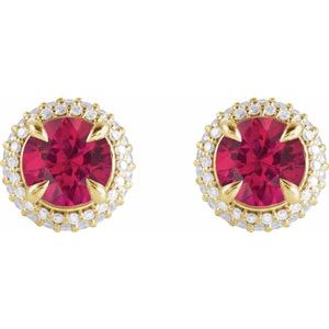 14K White Gold 6.5 mm Round 1/2 CTW Natural Diamond Semi-Set Halo-Style Earrings – image 2