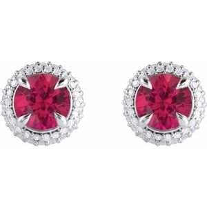Round 4-Claw Prong Pre-Notched Halo-Style Earring