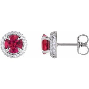 Round 4-Claw Prong Pre-Notched Halo-Style Earring