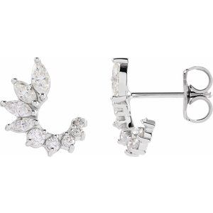 Sterling Silver 1/2 CTW Natural Diamond Front-Back Earrings