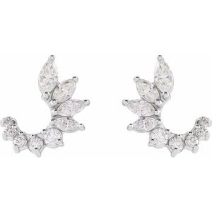 Platinum 1/2 CTW Natural Diamond Front-Back Earrings – image 3