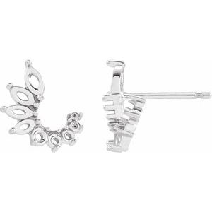 Sterling Silver 4x2 mm Marquise Accented Front-Back Left Earring Mounting