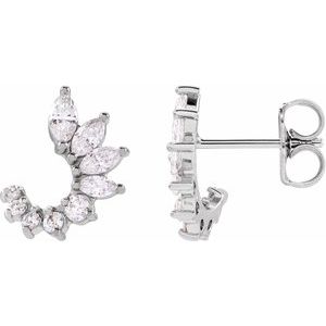 Platinum 1/2 CTW Natural Diamond Front-Back Earrings – image 2
