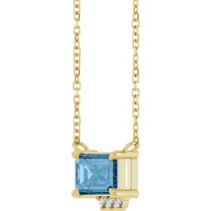 14K Yellow Gold Natural Sky Blue Topaz & .025 CTW Natural Diamond 18" Necklace