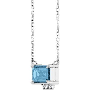 Platinum Natural Sky Blue Topaz & .025 CTW Natural Diamond 18" Necklace