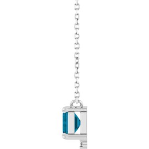 14K White Gold Natural London Blue Topaz & .025 CTW Natural Diamond 18" Necklace