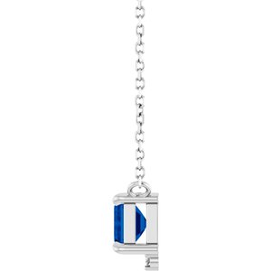 Sterling Silver Lab-Grown Blue Sapphire & .025 CTW Natural Diamond 18" Necklace