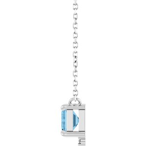 Sterling Silver Natural Sky Blue Topaz & .025 CTW Natural Diamond 18" Necklace