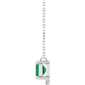 Sterling Silver Lab-Grown Emerald & .025 CTW Natural Diamond 18" Necklace