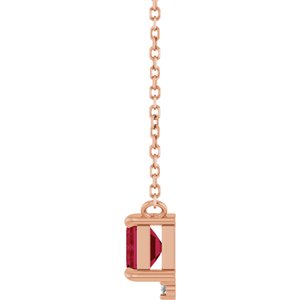 14K Rose Gold Lab-Grown Ruby & .025 CTW Natural Diamond 18" Necklace