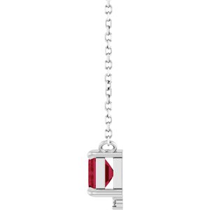14K White Gold Lab-Grown Ruby & .025 CTW Natural Diamond 18" Necklace